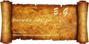 Berencz Géza névjegykártya